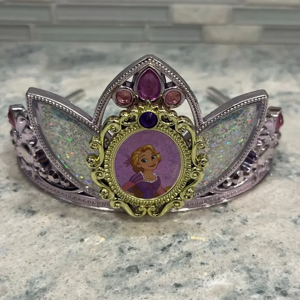 Disney Princess Rapunzel Tangled Dress Up Spinning Wand & Tiara Crown Set Toy